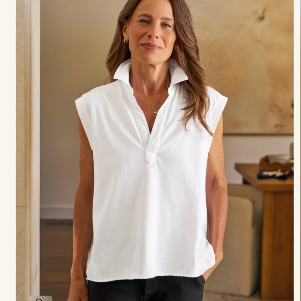 Frank Sleeveless Olivia Sleeveless Shirt - White